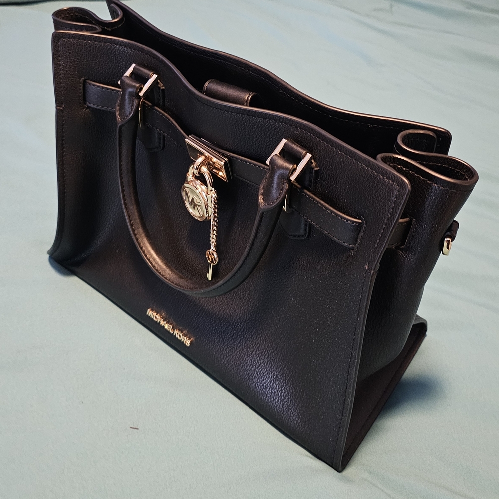 Michael Kors Black Satchel with Gold Hardware
